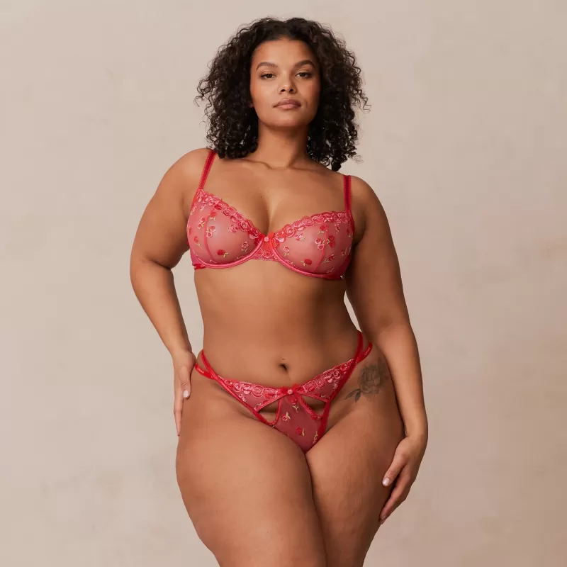 Cheap Lounge Underwear Blush Embroidered Balcony BH - Heißes Rosa
