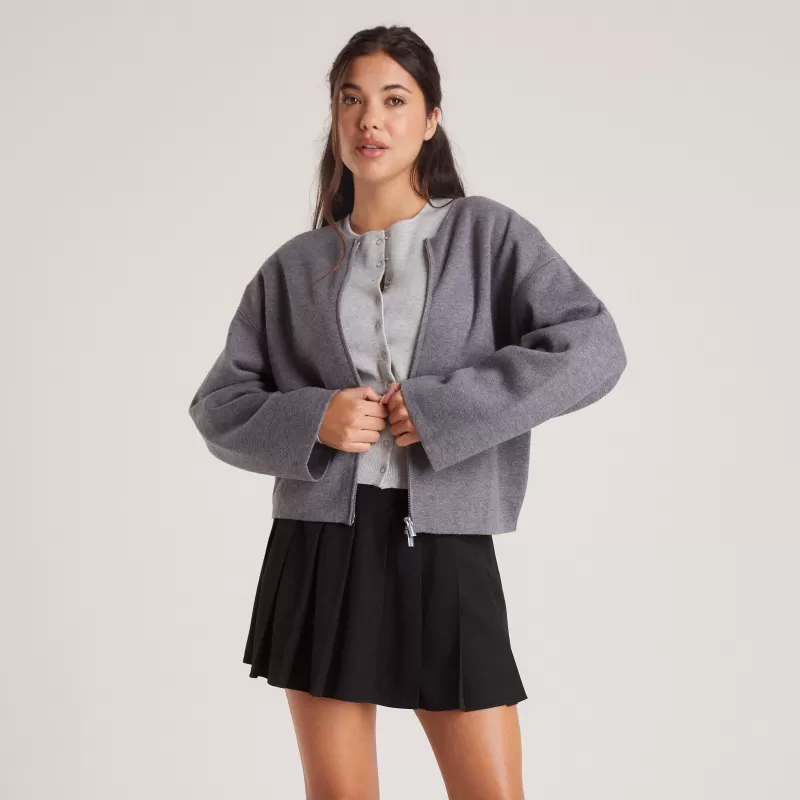 Online Lounge Underwear Cardigan mit Reißverschluss - Anthrazit