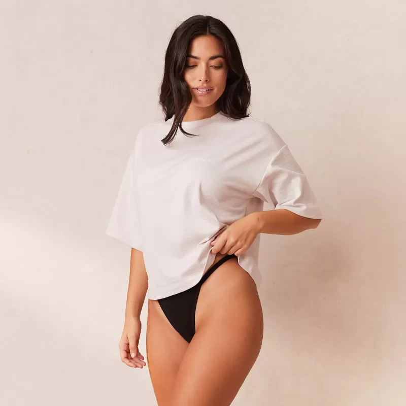 Sale Lounge Underwear Classic Fleece Oversized Schlafanzug Oberteil - Crèmefarben