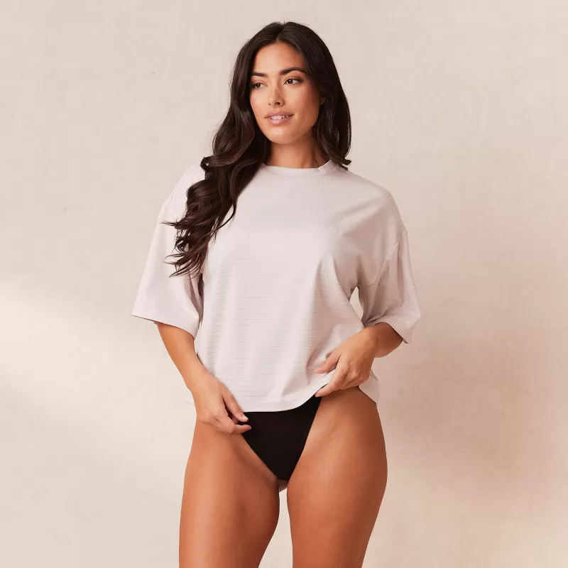 Sale Lounge Underwear Classic Fleece Oversized Schlafanzug Oberteil - Crèmefarben