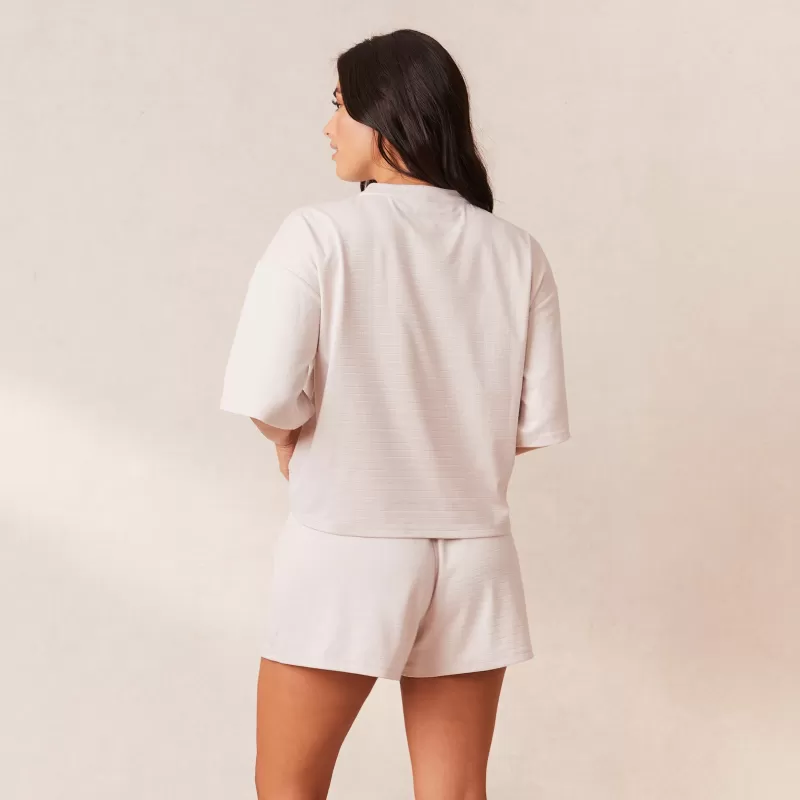 Sale Lounge Underwear Classic Fleece Oversized Schlafanzug Oberteil - Crèmefarben