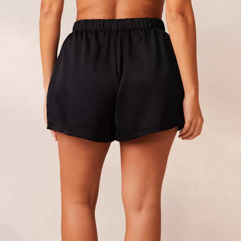 Online Lounge Underwear Classic Satin Pyjama Shorts - Schwarz