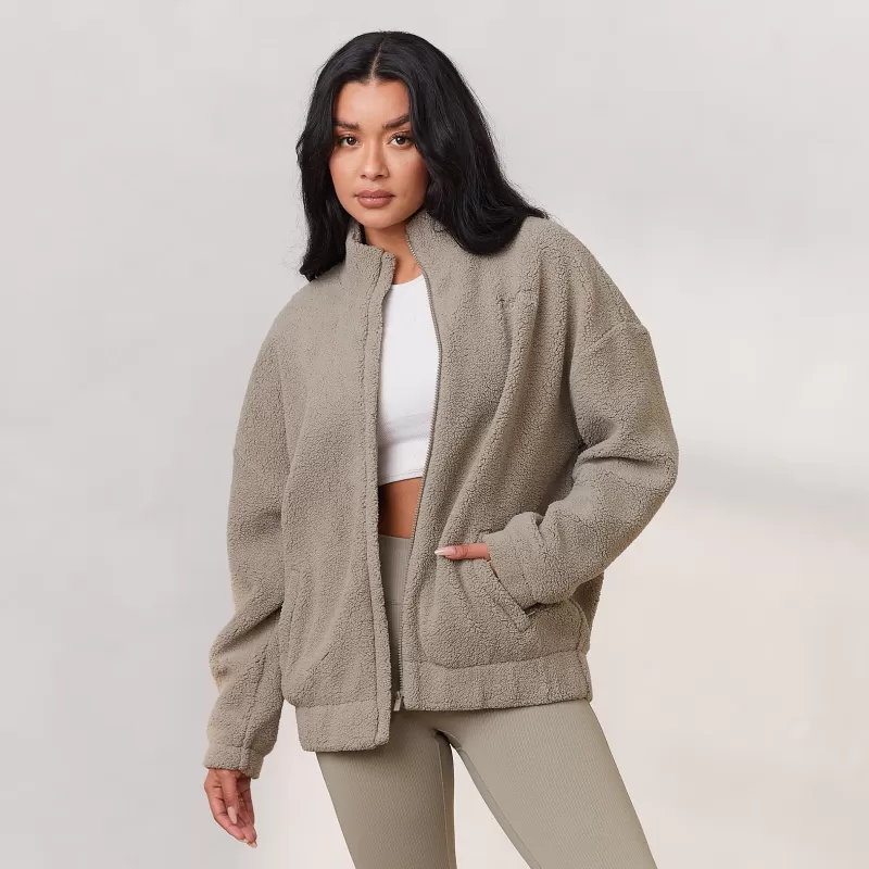 Outlet Lounge Underwear Cosy Zip Up Fleecejacke - Hafer