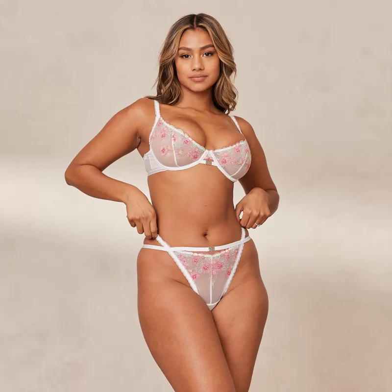 Hot Lounge Underwear Ditsy Embroidered Balcony BH - Weiß
