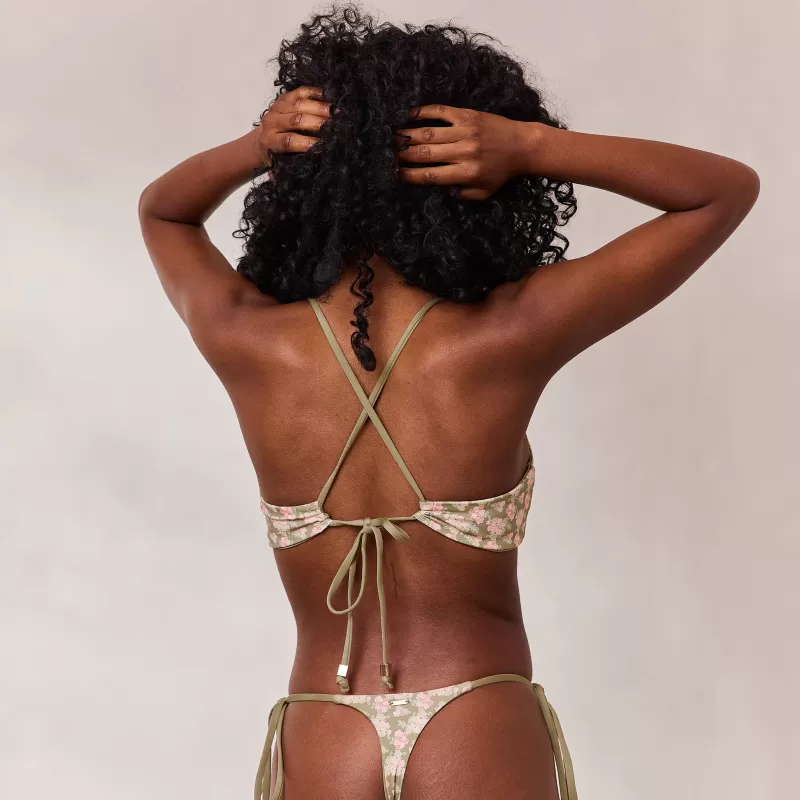 Flash Sale Lounge Underwear Doppelseitiges Bikini-Bralette - Grün/Floral Grün/Floral