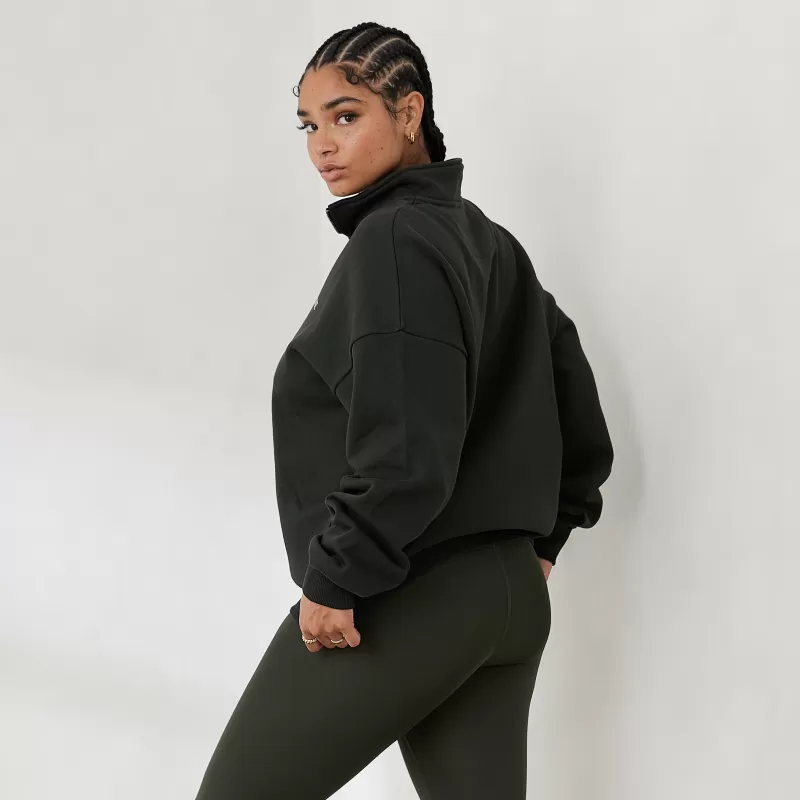 Shop Lounge Underwear Essential Übergrößes Quarter Zip Jumper - Tannengrün