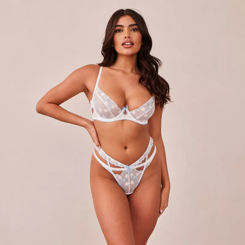 New Lounge Underwear Fleur Balcony BH - Weiß und Blau