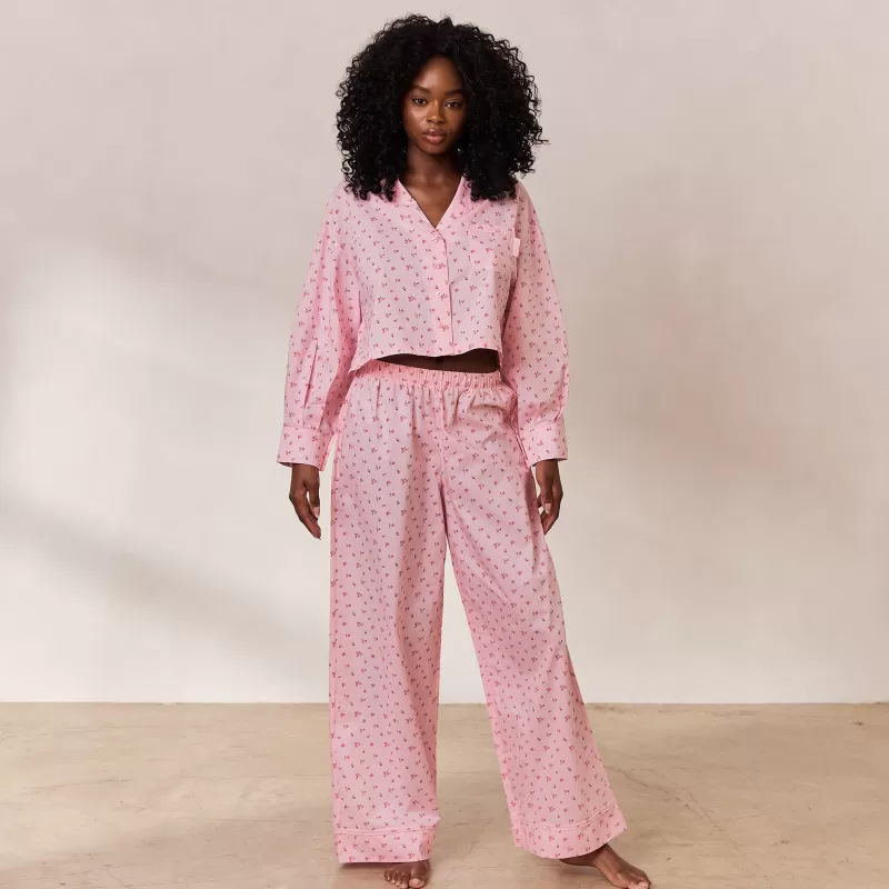 Store Lounge Underwear Floral Pyjama Hose - Rosa Muster