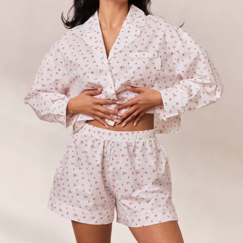 Cheap Lounge Underwear Floral Pyjama Shorts - Weiß Muster