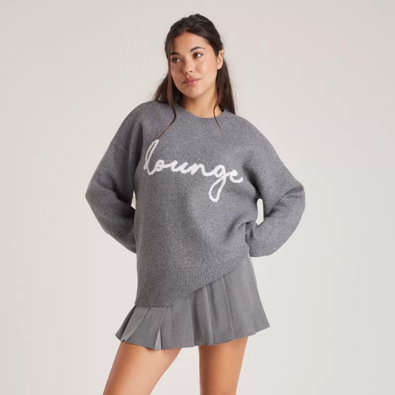 Hot Lounge Underwear Gestrickter Lounge-Pullover - Grau