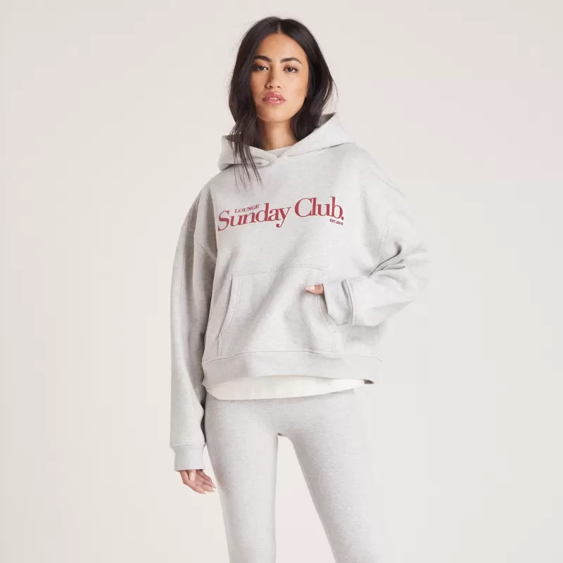 Clearance Lounge Underwear Kastenförmiges Hoodie - Grauer Melange