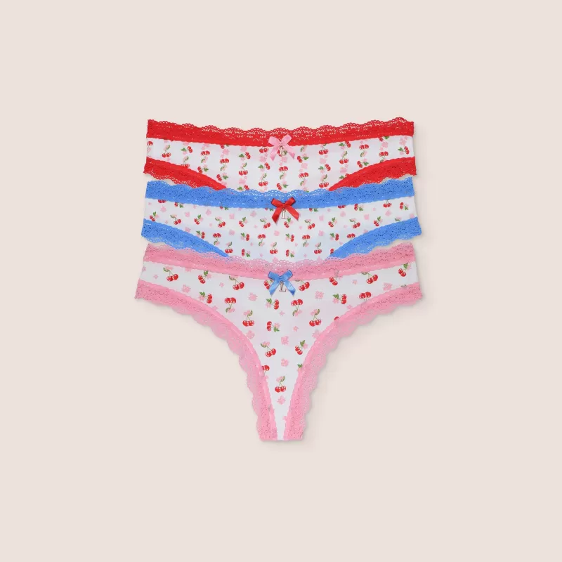 Store Lounge Underwear Kirsche Strings (3er Paket) - Multi