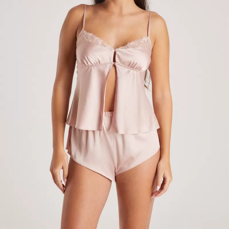 Outlet Lounge Underwear Mini Satin Schleife Pyjama-Shorts - Zartrosa