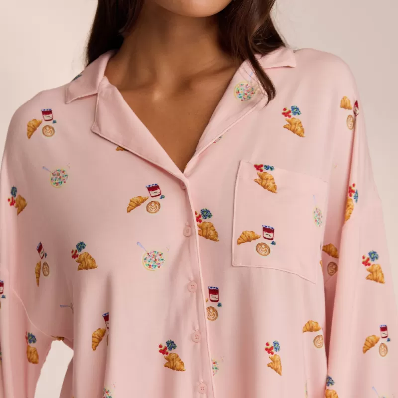 Flash Sale Lounge Underwear Modal Pyjamahemd - Rosa