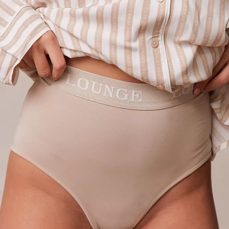 Store Lounge Underwear Pinstripe Schlafanzug Slip - Hellbraun