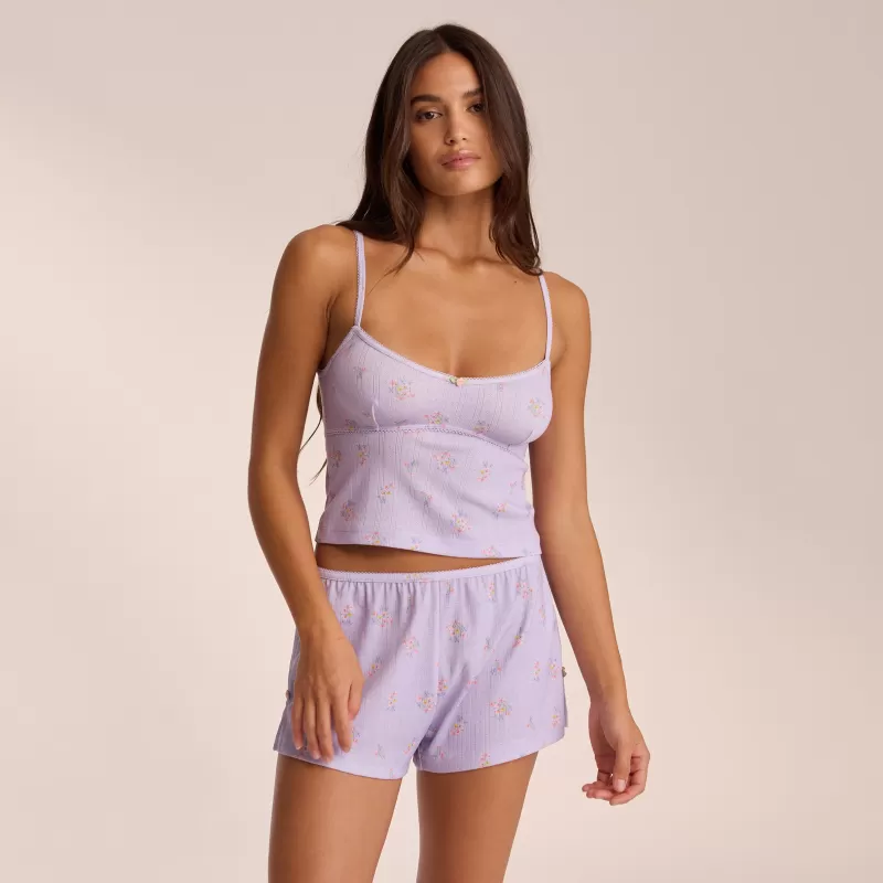 New Lounge Underwear Pointelle Cami Pyjamatop - Florales Flieder