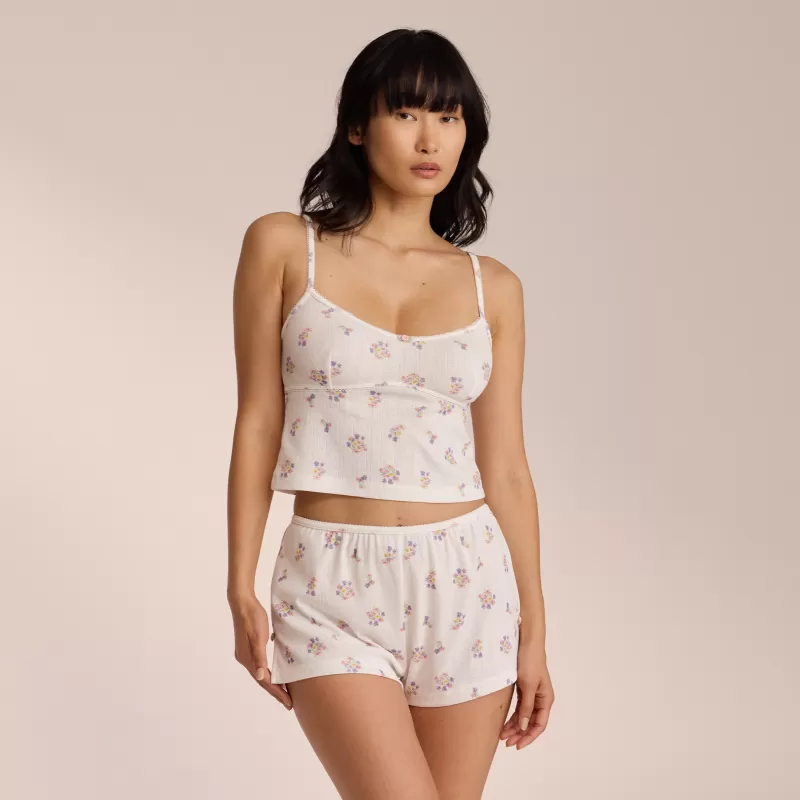 Shop Lounge Underwear Pointelle Cami Pyjamatop - Florales Weiß