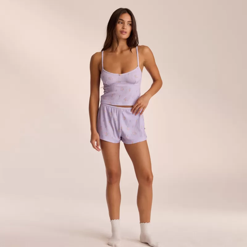 Best Sale Lounge Underwear Pointelle Pyjamashorts - Florales Flieder