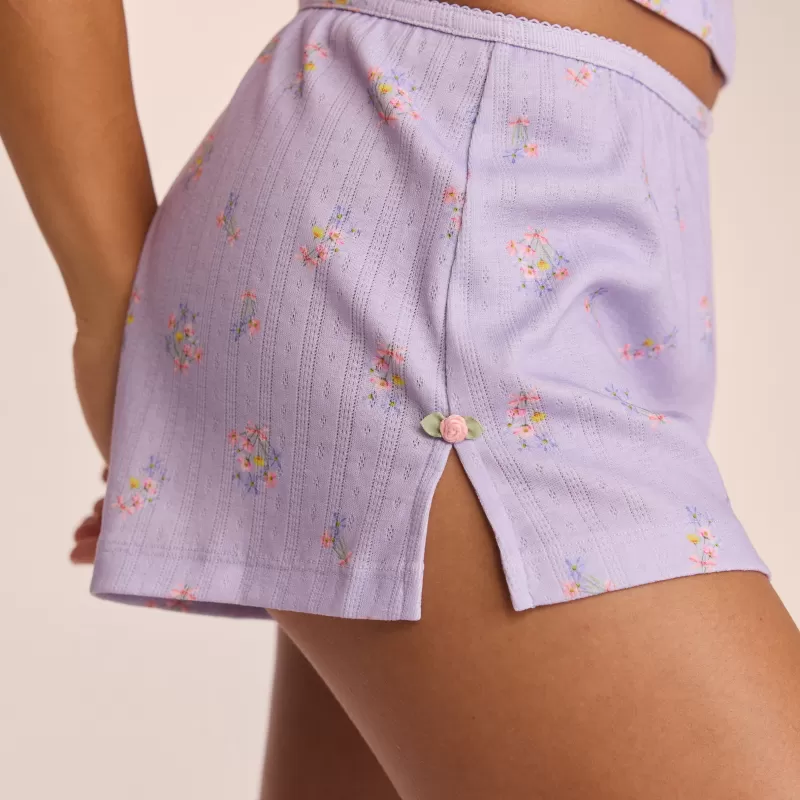 Best Sale Lounge Underwear Pointelle Pyjamashorts - Florales Flieder