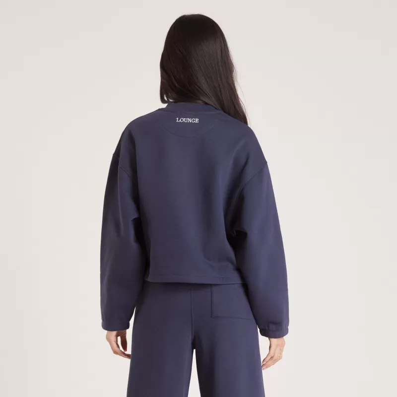 Outlet Lounge Underwear Pullover mit Viertel-Zip - Tintenblau