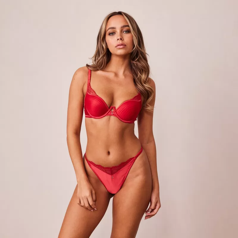 Outlet Lounge Underwear Quilted Lace Balcony BH - Kastanienbraun
