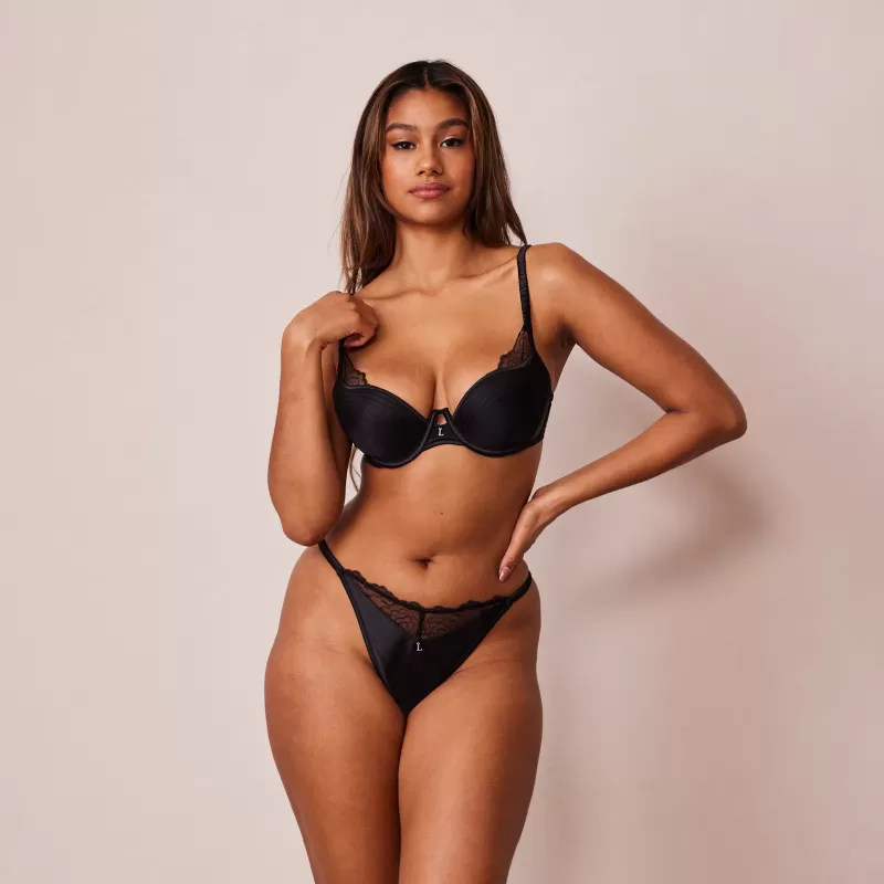 Sale Lounge Underwear Quilted Lace Balcony BH - Schwarz