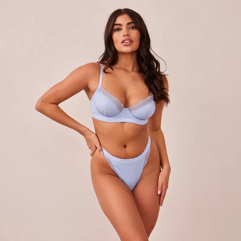 Best Lounge Underwear Ribbed Balcony BH - Blau