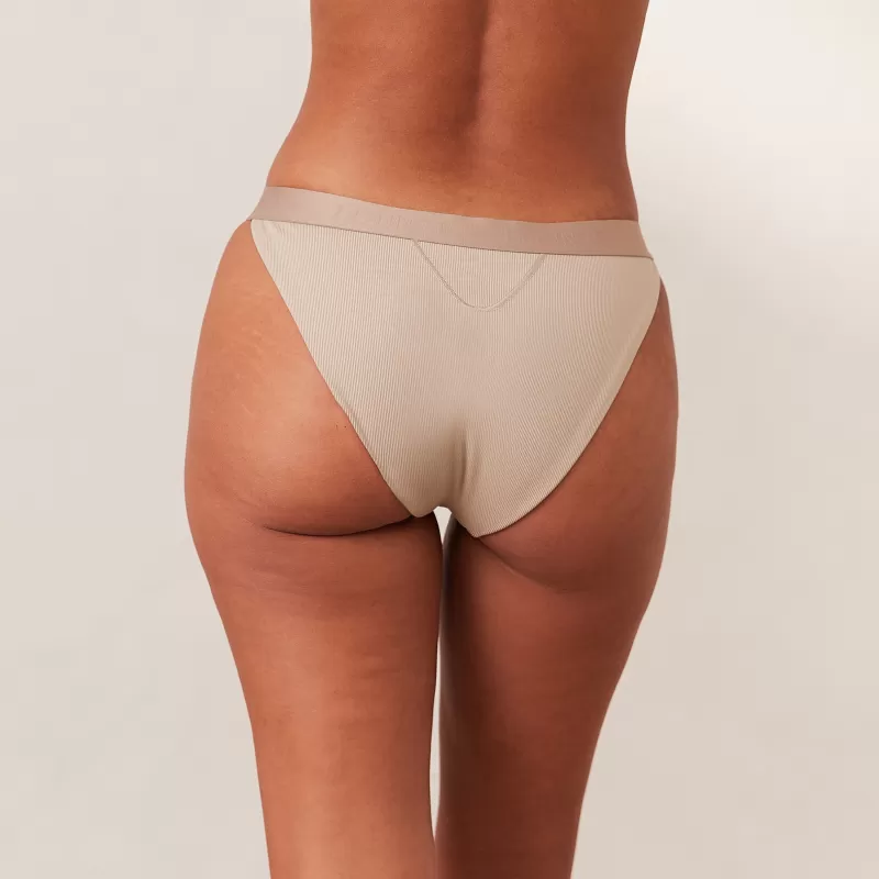 Online Lounge Underwear Ribbed Mindful Slip - Hellbraun