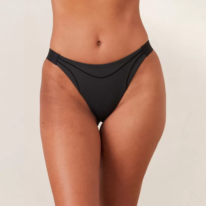 Online Lounge Underwear Ribbed Mindful Slip - Schwarz