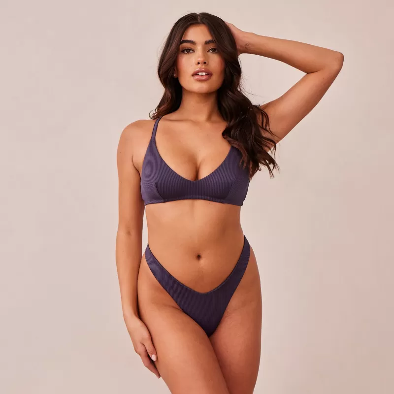 Clearance Lounge Underwear Ribbed Triangle BH - Dunkelgrau Charcoal Blue