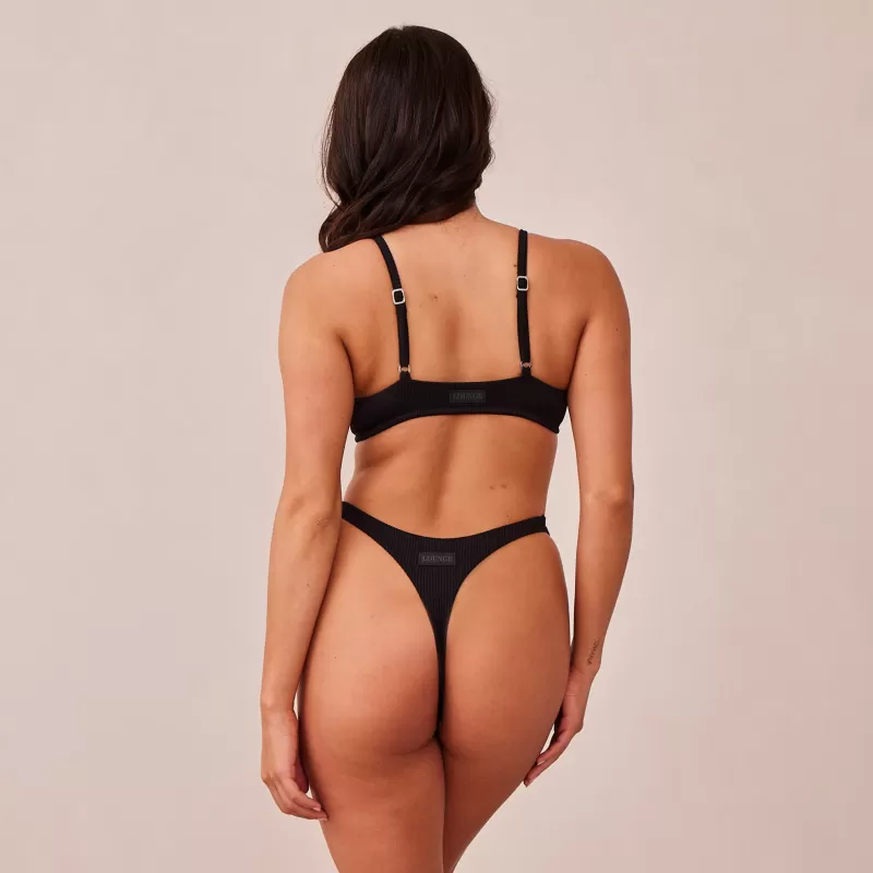 Best Lounge Underwear Ribbed Triangle BH - Schwarz