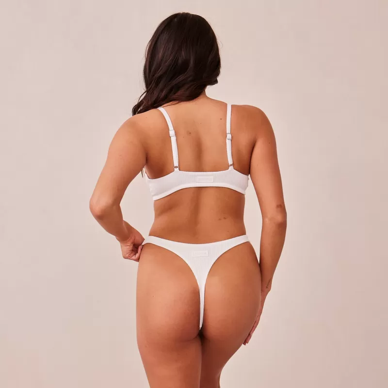 Online Lounge Underwear Ribbed Triangle BH - Weiß