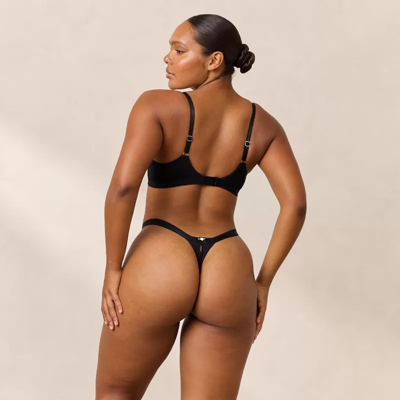 Store Lounge Underwear Rosebud Gerippter Balcony BH - Schwarz