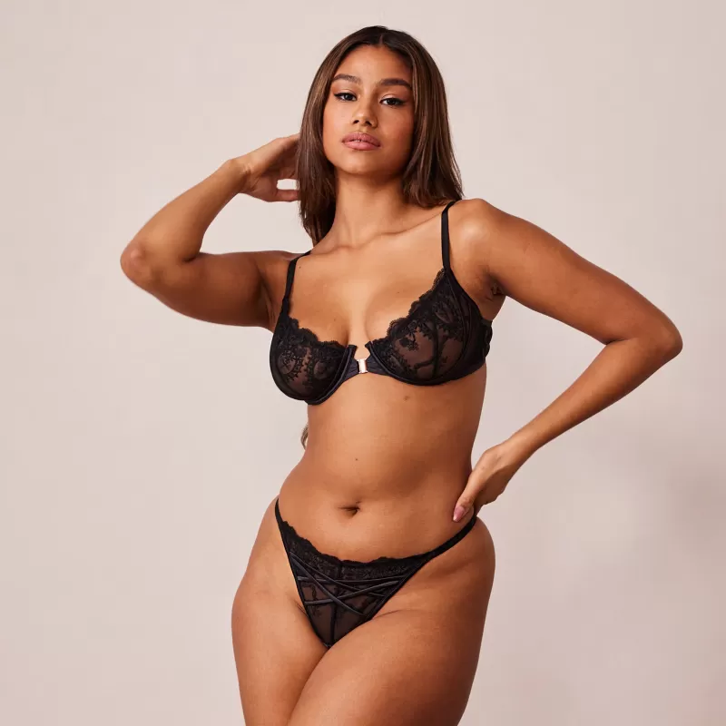 Discount Lounge Underwear Seduce Front Fastening Balcony BH - Schwarz