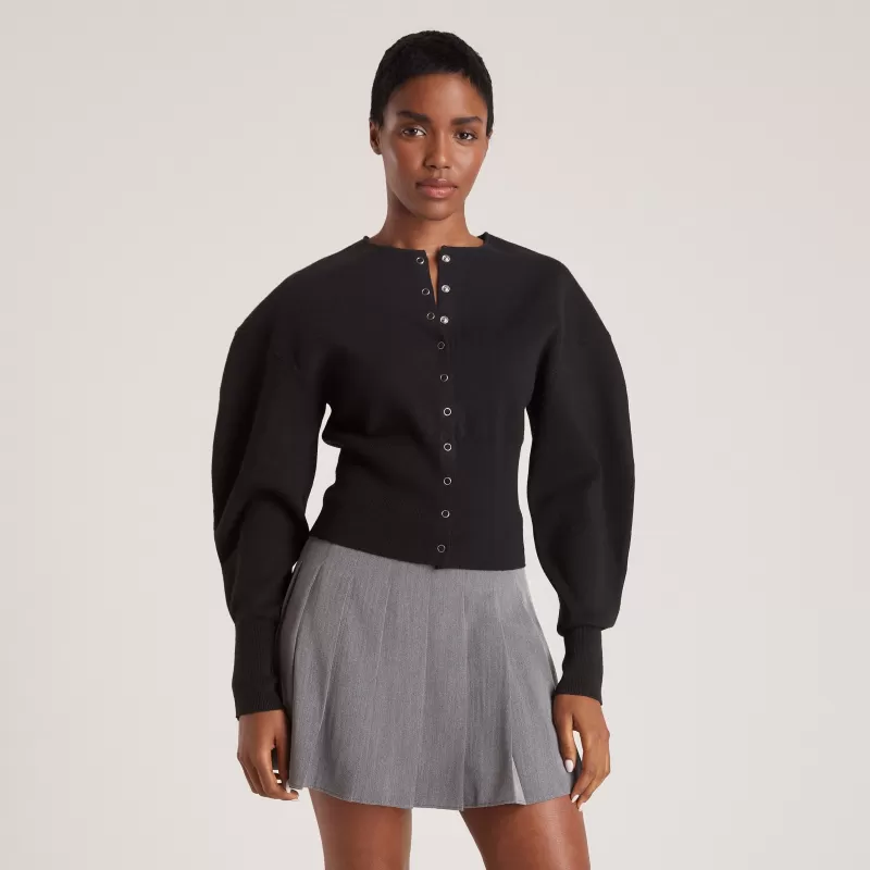 Online Lounge Underwear Taillierte Strickjacke - Schwarz