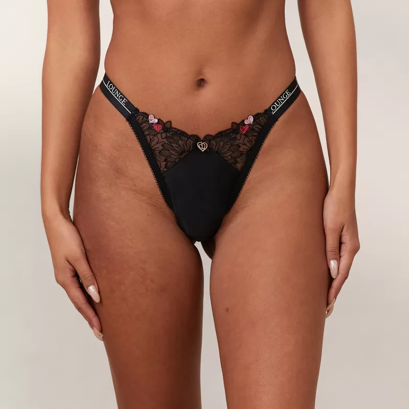 Online Lounge Underwear Zalia String - Schwarz